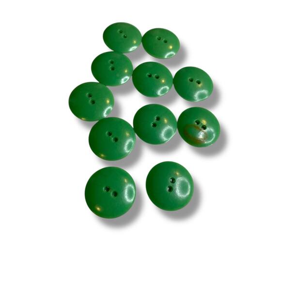 Lot of 11 Green Midcentury Buttons Acrylic Rope Design 1" (27mm) - Picture 6 of 7